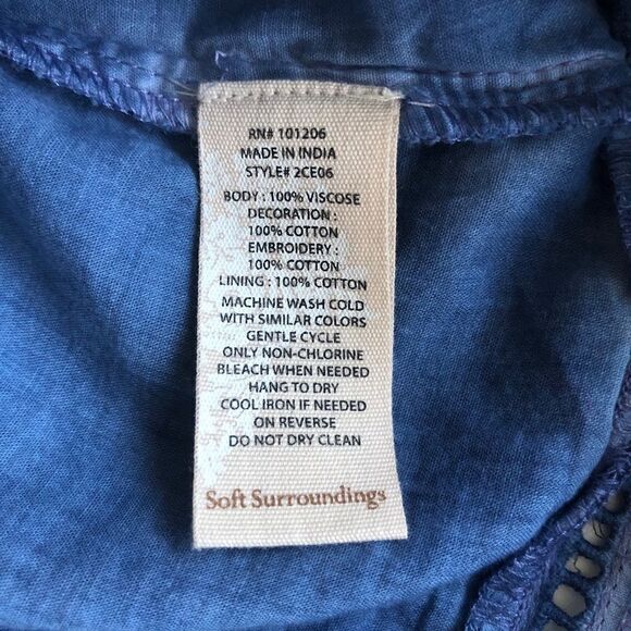 Soft Surroundings Embroidered Tunic Eyelet Blouse Breezy Lagenlook Top Medium - Picture 8 of 9